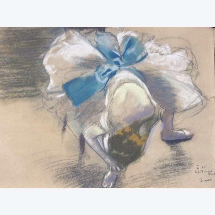 Estampe de danseuse relaçant son chausson de Edgar Degas