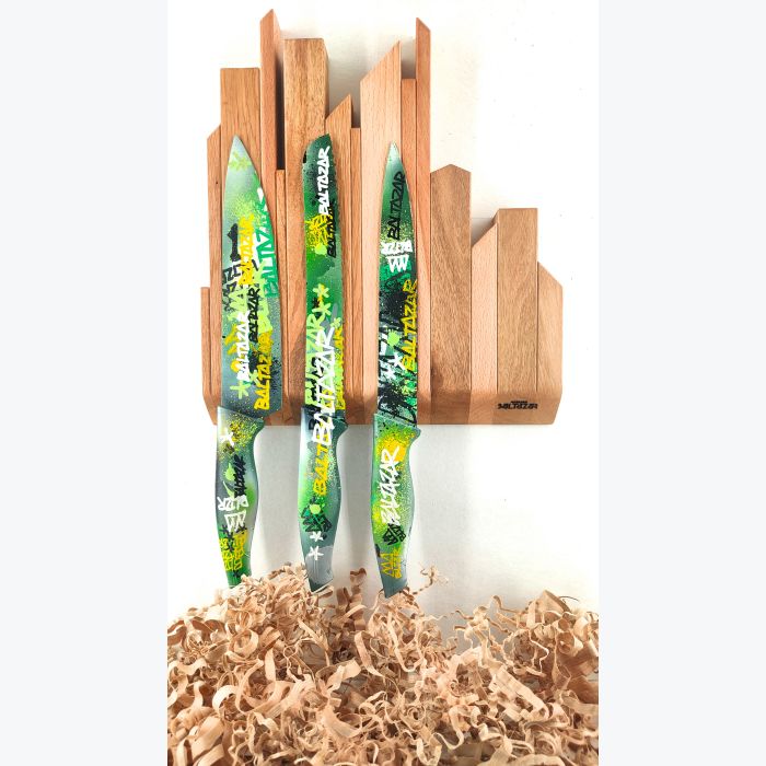 Support à couteaux magnétique mural en bois - SKYLINE MURAL WOODMIX