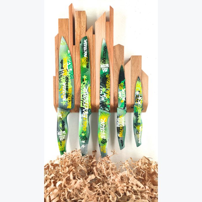 Support à couteaux magnétique mural en bois - SKYLINE MURAL WOODMIX