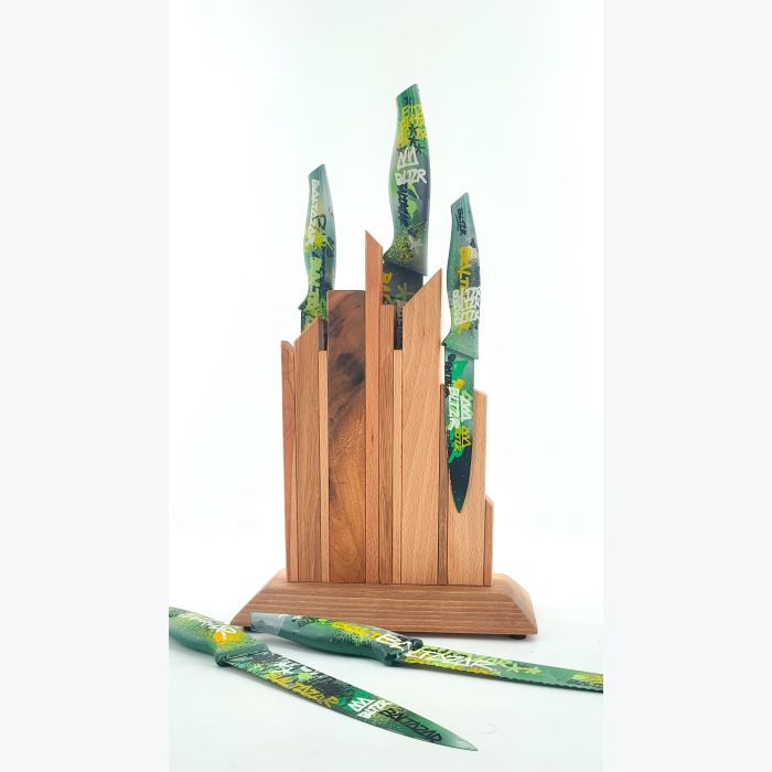 Support à couteaux magnétique à poser en bois - SKYLINE GROUNDED COMPACT WOODMIX
