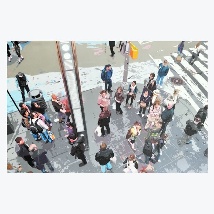 Angle de rue à Times Square - peinture acrylique - hyperréalisme