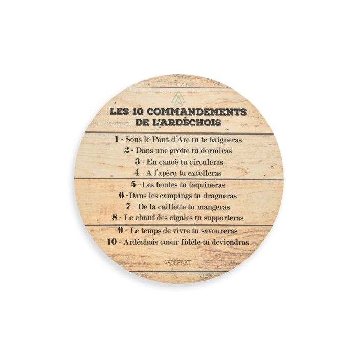 Planche apéro "LES 10 COMMANDEMENTS DE L'ARDÈCHOIS", Planche à découper