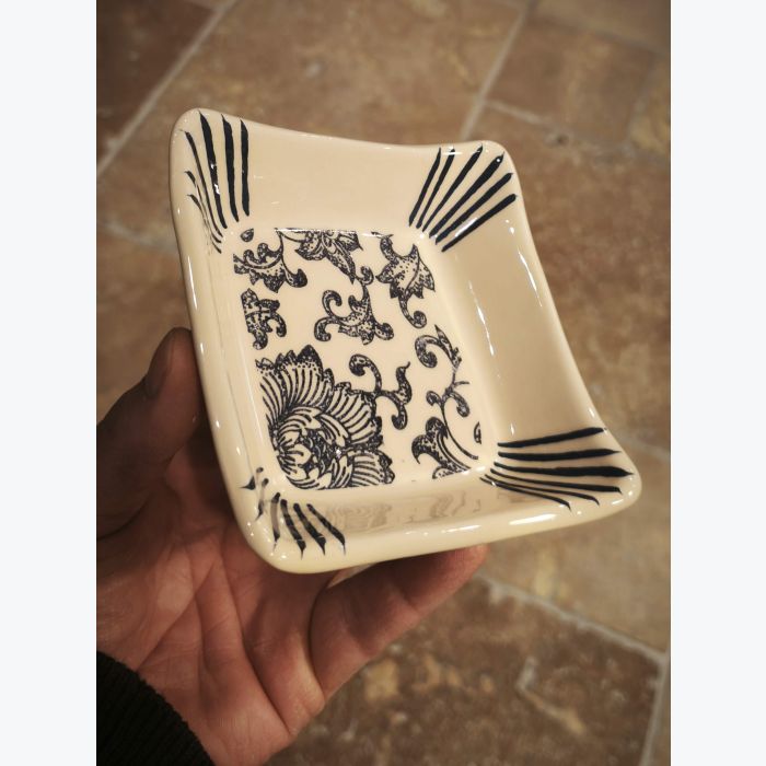 L'encre du vent. coupelle carrée bleu