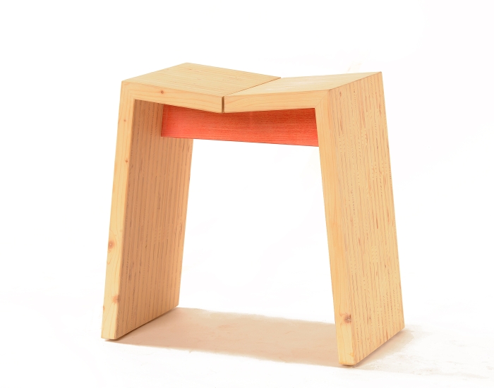 Tabouret Mezenc en bois lamelles épicéa