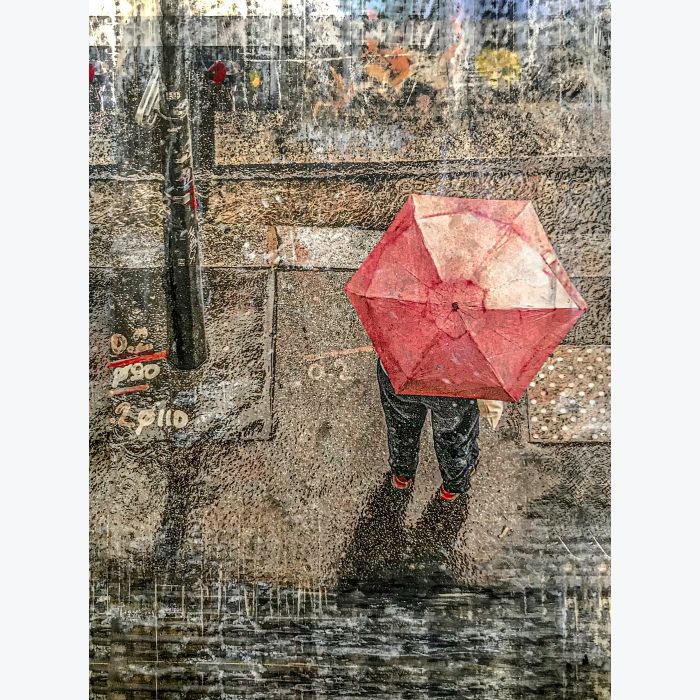 Lyon sous la pluie : tableau où s'entrecroisent peintures et photo