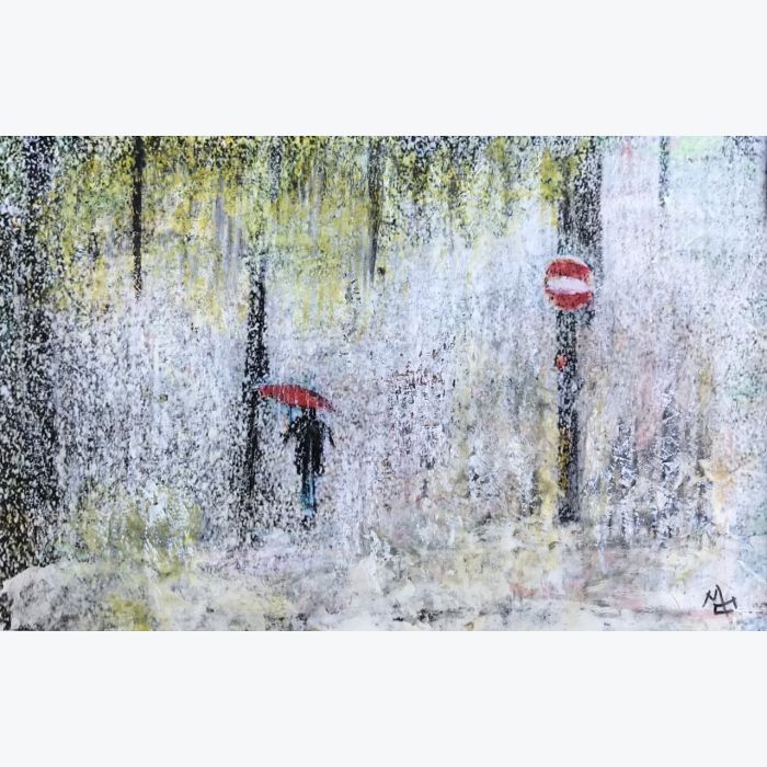 Lyon sous la pluie : tableau ou s'entrecroisent peinture et photo