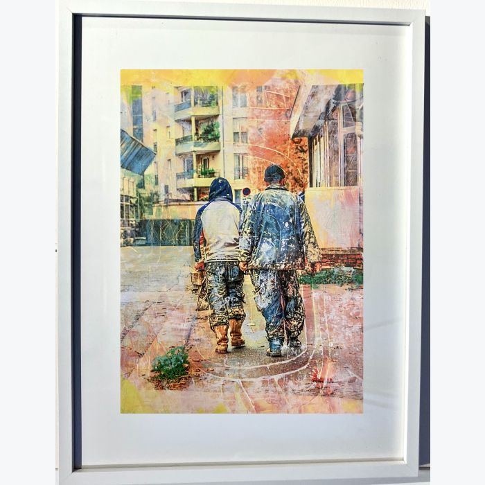 Ouvriers de Ménilmontant : tableau où s'entrecroisent peinture et photo