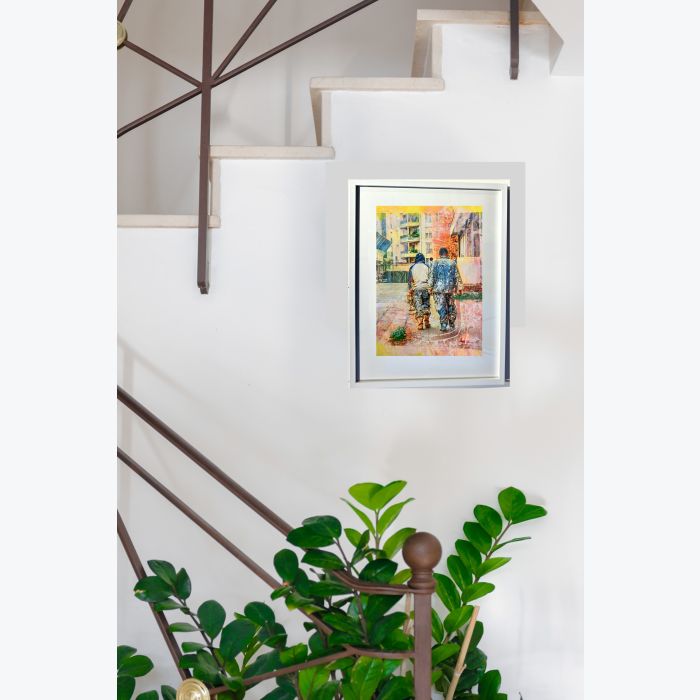 Ouvriers de Ménilmontant : tableau où s'entrecroisent peinture et photo