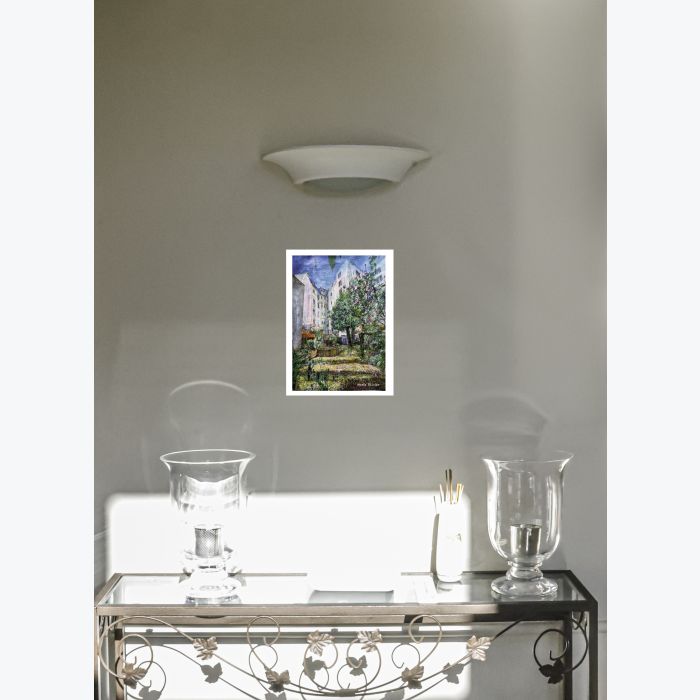 Ménilmontant, jardin partagé : tableau ou s'entrecroisent peinture et photo