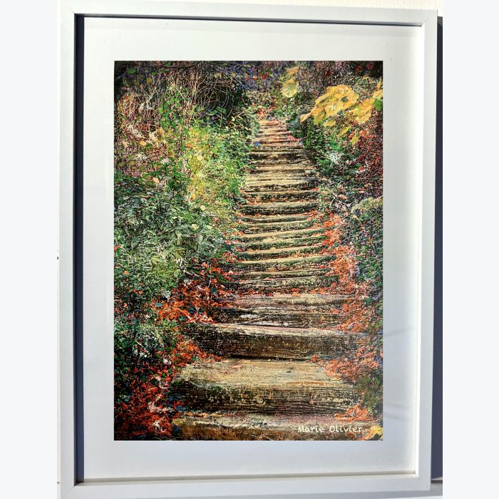 Un sous bois à Ménilmontant : tableau où s'entrecroisent peinture et photo