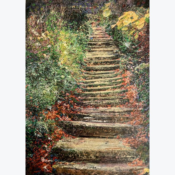 Un sous bois à Ménilmontant : tableau ou s'entrecroisent peinture et photo
