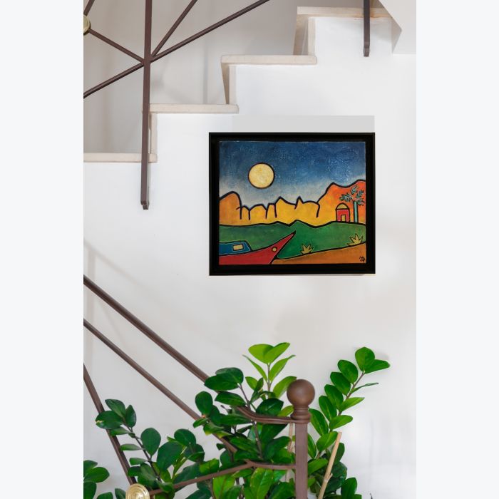 Là-bas... Acrylique et matières sur toile HQ