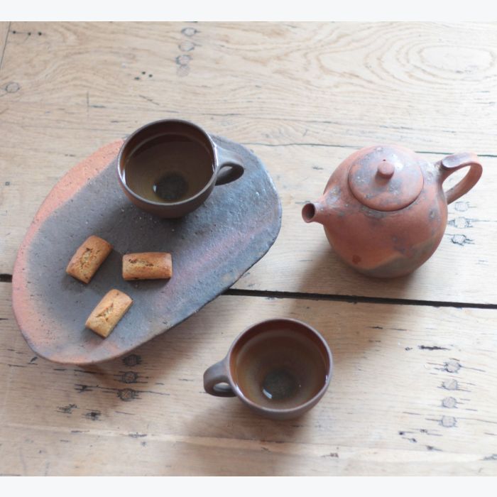 Tasse à thé en grès enfumé - ton sombre