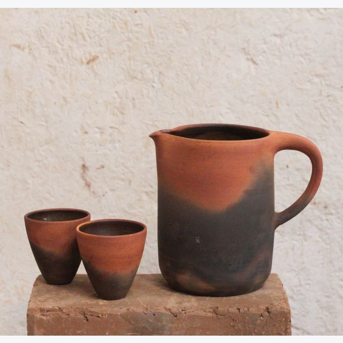 Tasse à café en grès enfumé - ton brun