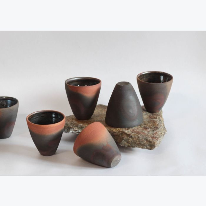 Tasse à café en grès enfumé - ton sombre