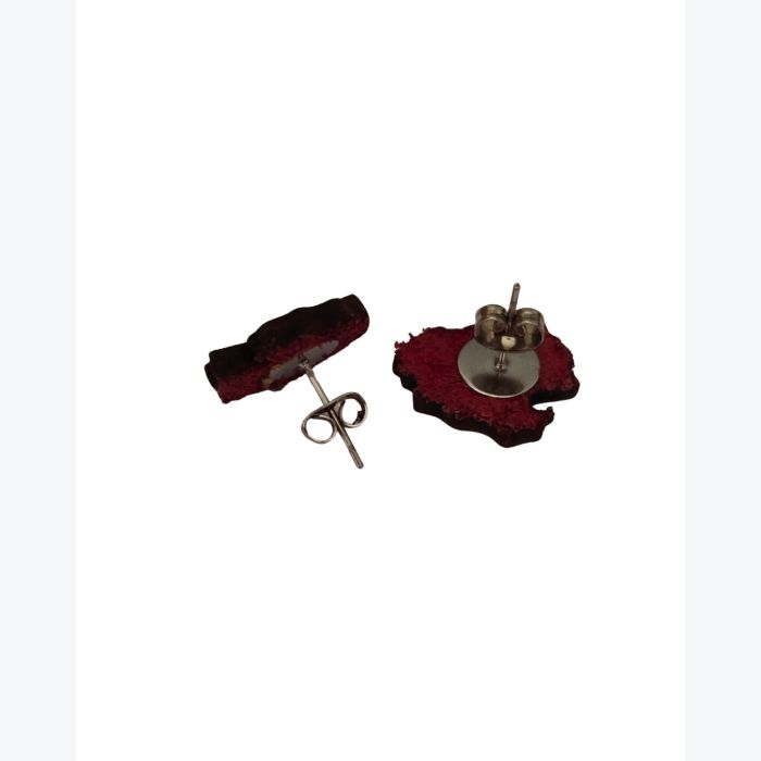 Boucles d’oreilles puces en cuir rouge coquelicot gravé au laser – acier inox hypoallergénique