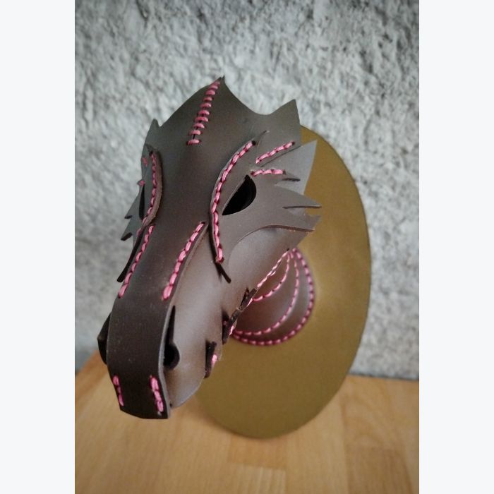 Tête de dragon en cuir noir et Kaki – Série limitée