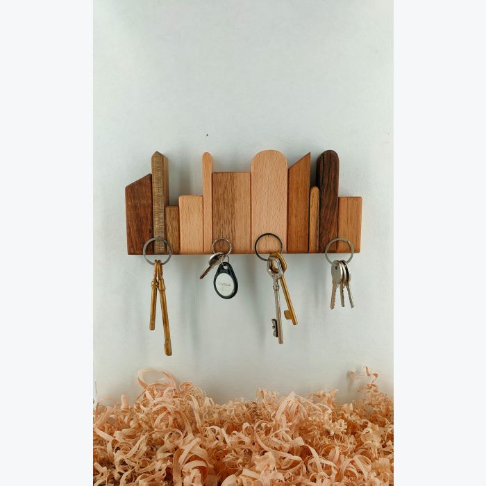 Support à clés mural magnétique  en bois - SKYLINE Key TTC (key to the city) WOODMIX
