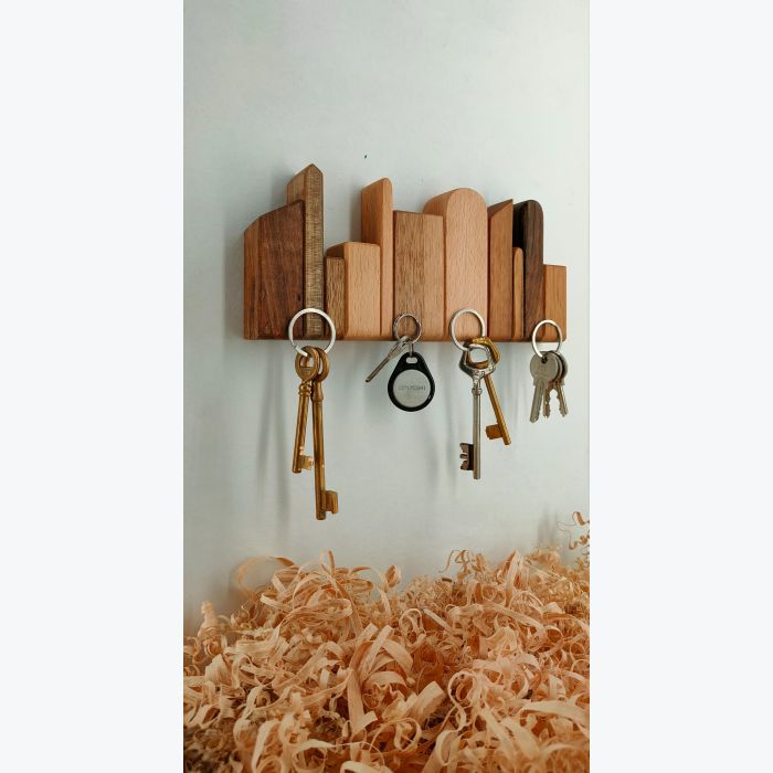 Support à clés mural magnétique  en bois - SKYLINE Key TTC (key to the city) WOODMIX