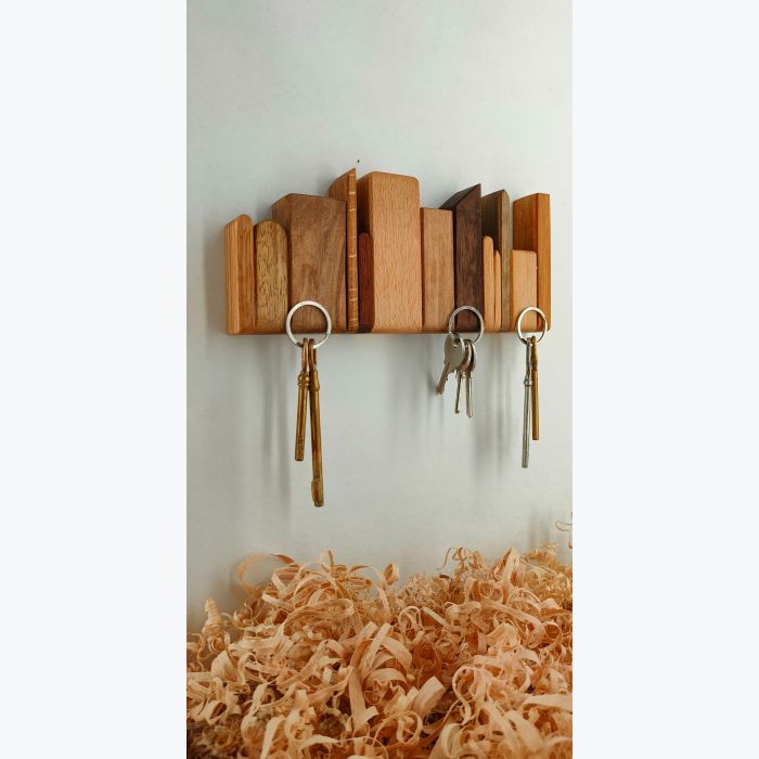 Support à clés mural magnétique  en bois - SKYLINE Key TTC (key to the city) WOODMIX