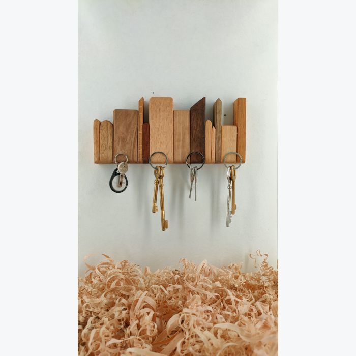 Support à clés mural magnétique  en bois - SKYLINE Key TTC (key to the city) WOODMIX