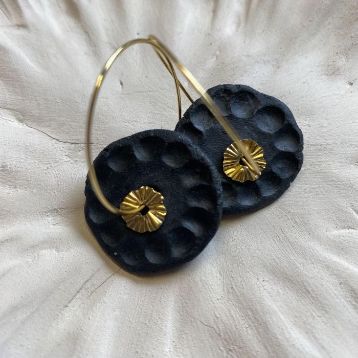Boucles d’oreilles en porcelaine noires