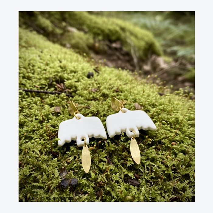 Boucles d’oreilles oiseaux en porcelaine blanche