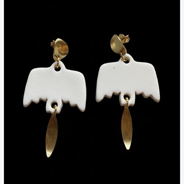 Boucles d’oreilles oiseaux en porcelaine blanche