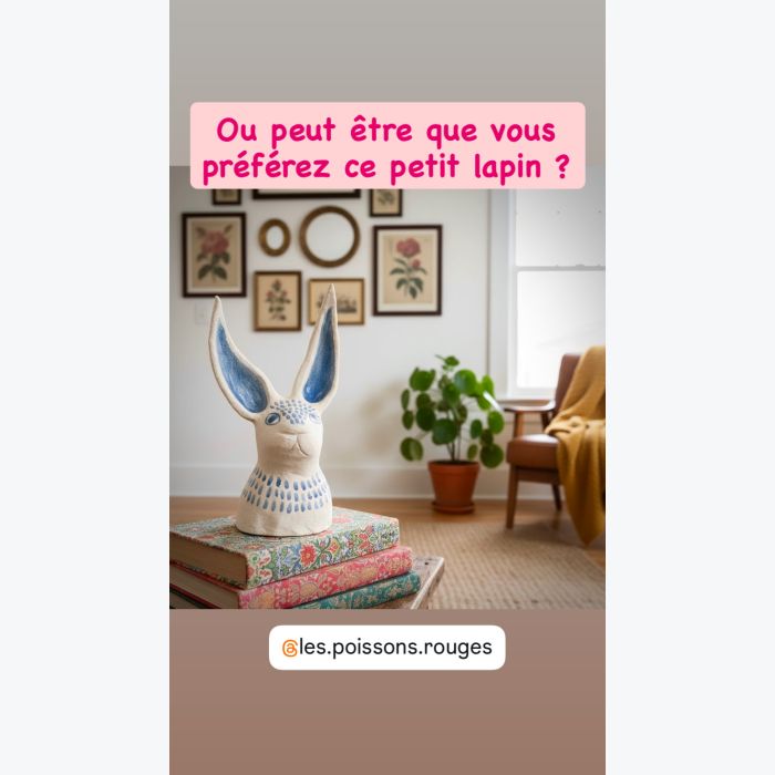 Sculpture en grès en forme de lapin