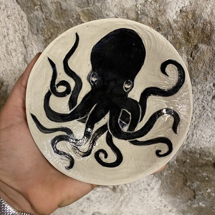 Coupelles en grès céramique décorée à la main pièce unique