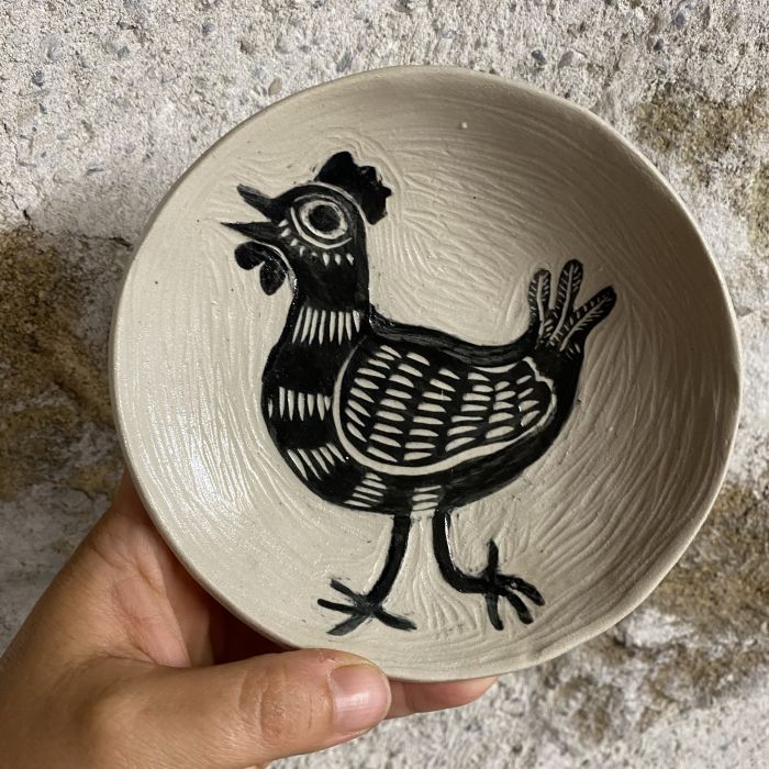 Coupelles en grès céramique décorée à la main pièce unique