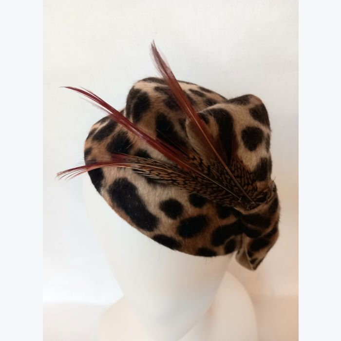 Bibi léopard en feutre lapin