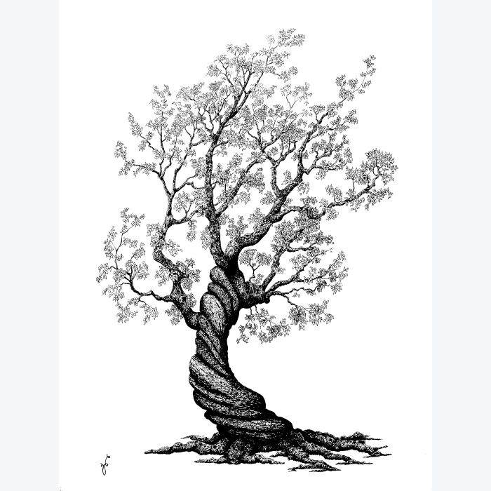 Reproduction d'art d'un dessin original effectué à l'encre de Chine.