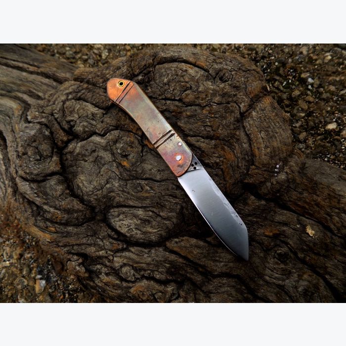 Couteau pliant 2 clous en Vieux Cuivre