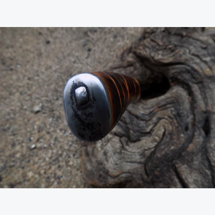 Couteau droit en Buis. Lame en Damas.