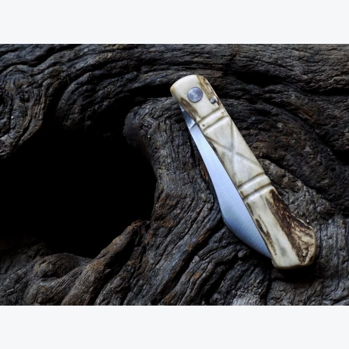 Couteau pliant 2 clous en bois de Chevreuil