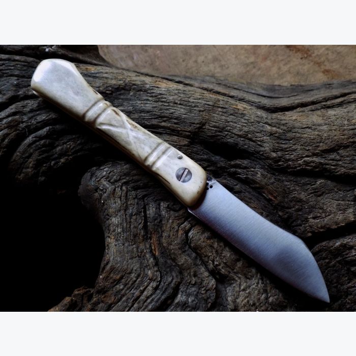 Couteau pliant 2 clous en bois de Chevreuil