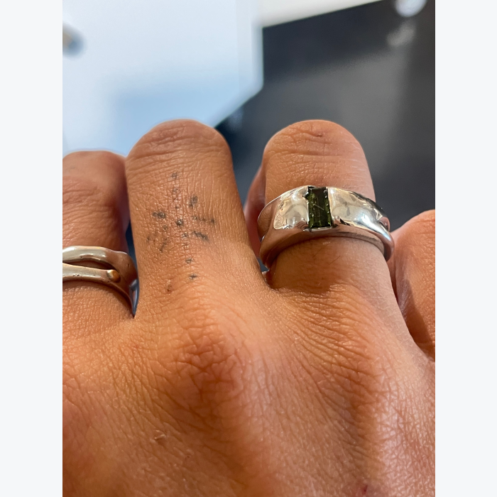 Bague - argent et pierre verte - "le jardin"