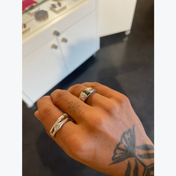 Bague - argent et pierre verte - "le jardin"