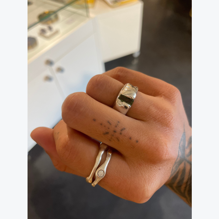 Bague - argent et pierre verte - "le jardin"