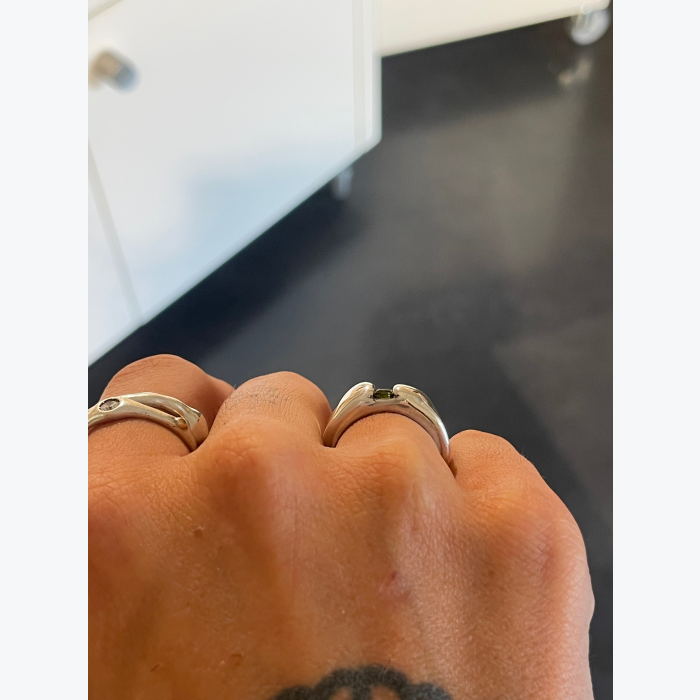 Bague - argent et pierre verte - "le jardin"