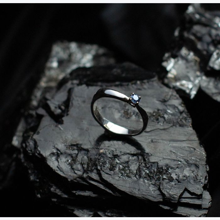 2 bagues - Argent or et iolite- "Étincelle"