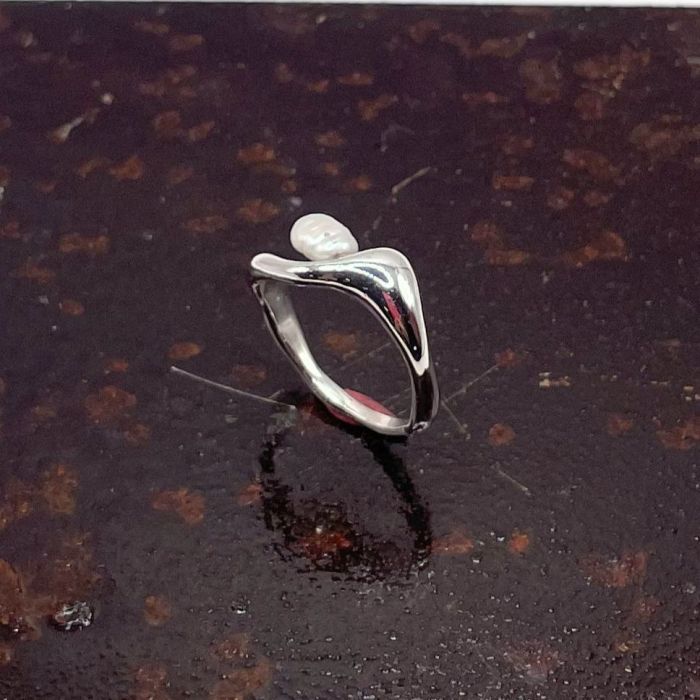 Bague - Brûlure argent et perle