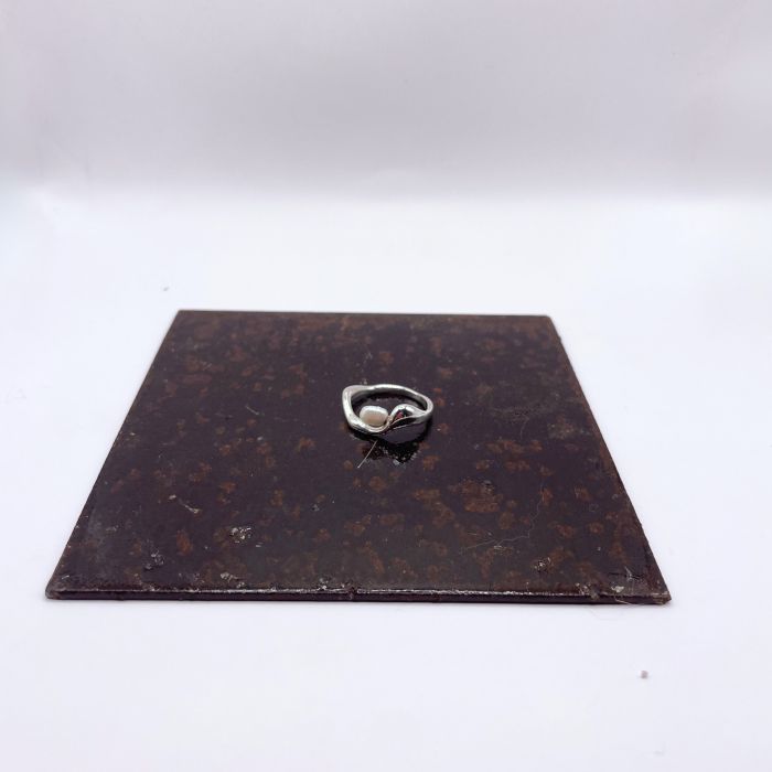 Bague - Brûlure argent et perle