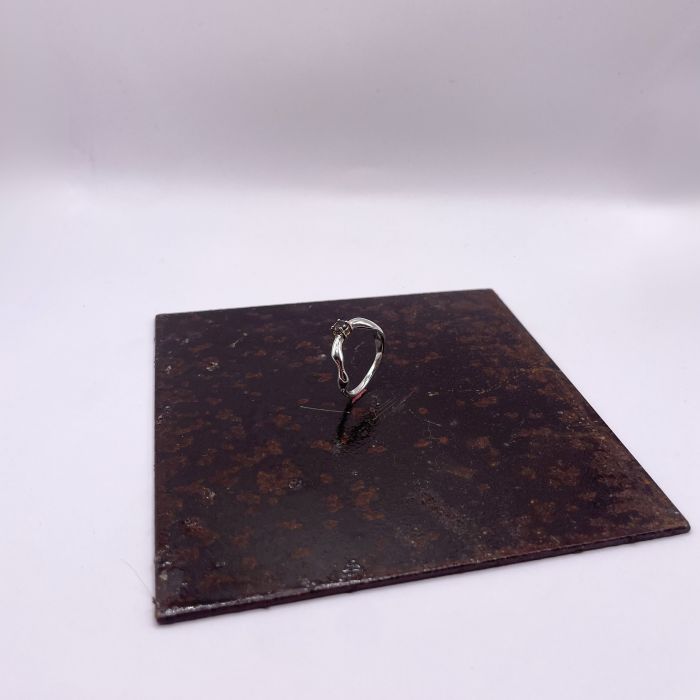 Bague en argent quartz et or - Charbon