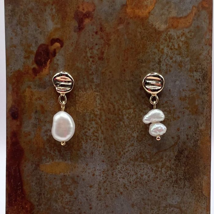 Soleil précieux - Boucles d'oreilles en or et perles