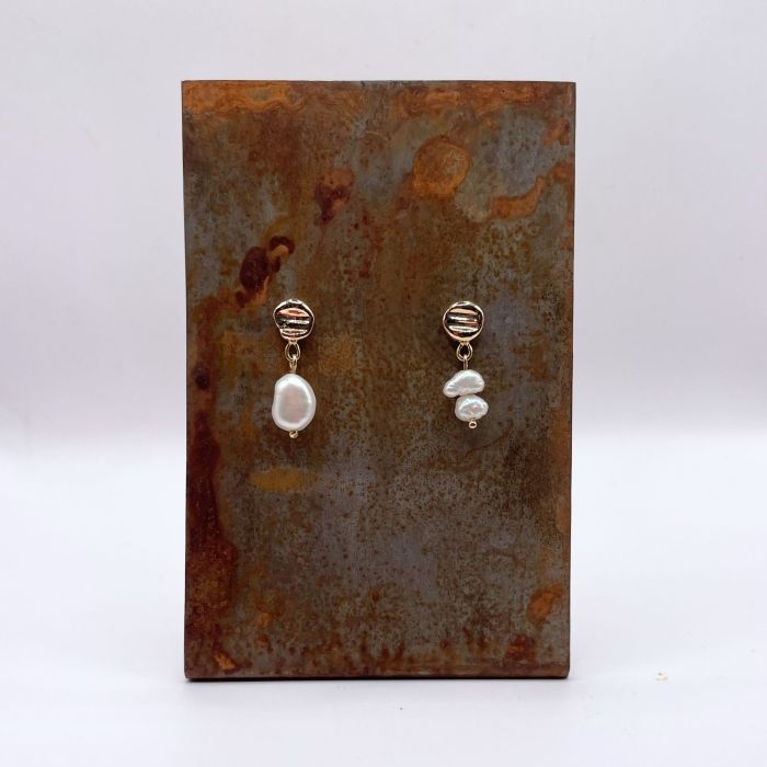Soleil précieux - Boucles d'oreilles en or et perles