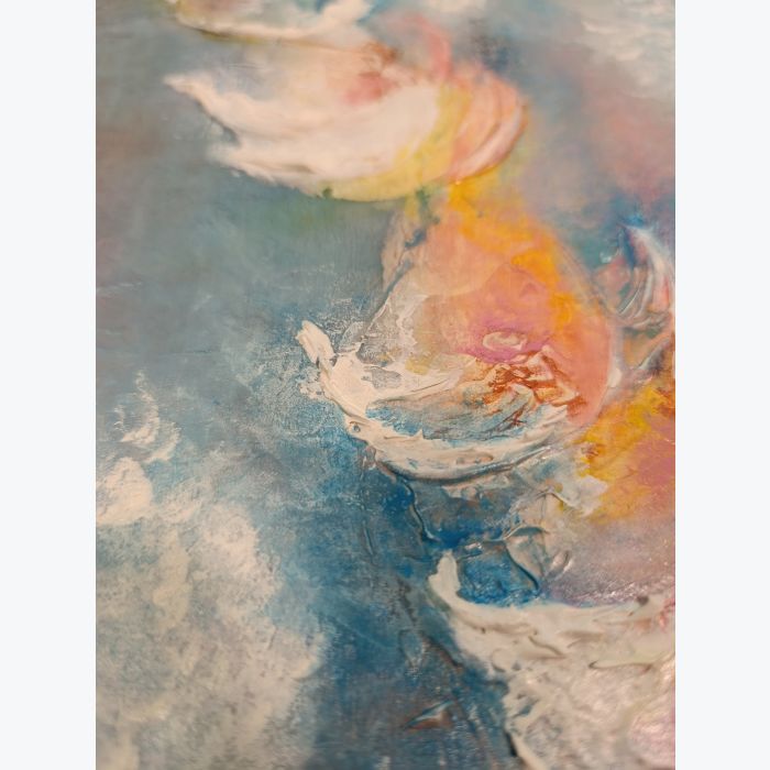 Aqua Nénuphar - peinture acrylique avec relief