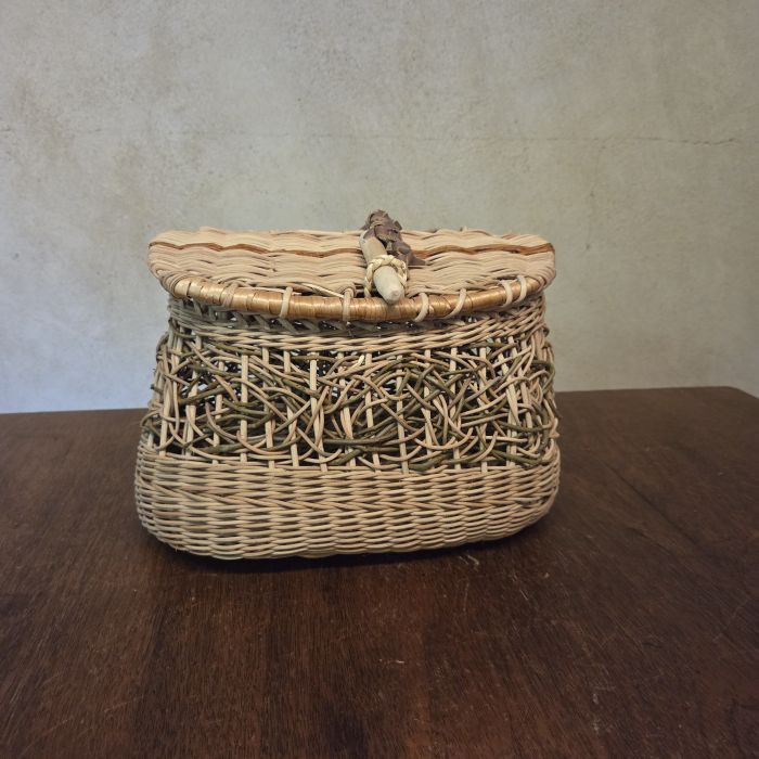 Besace panier de pêche rotin et osier