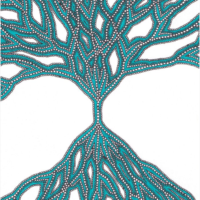 Arbre vert, dessin au stylo